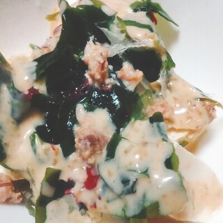 鯖と海草の豆腐サラダ